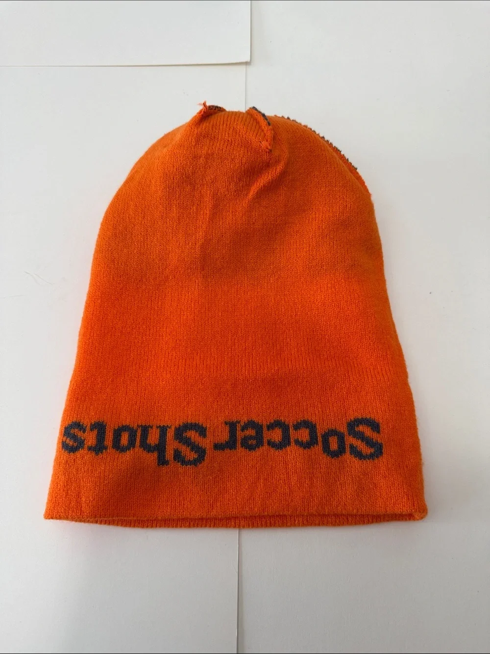 Soccer Shots Kids Orange & White Pom Knit Beanie